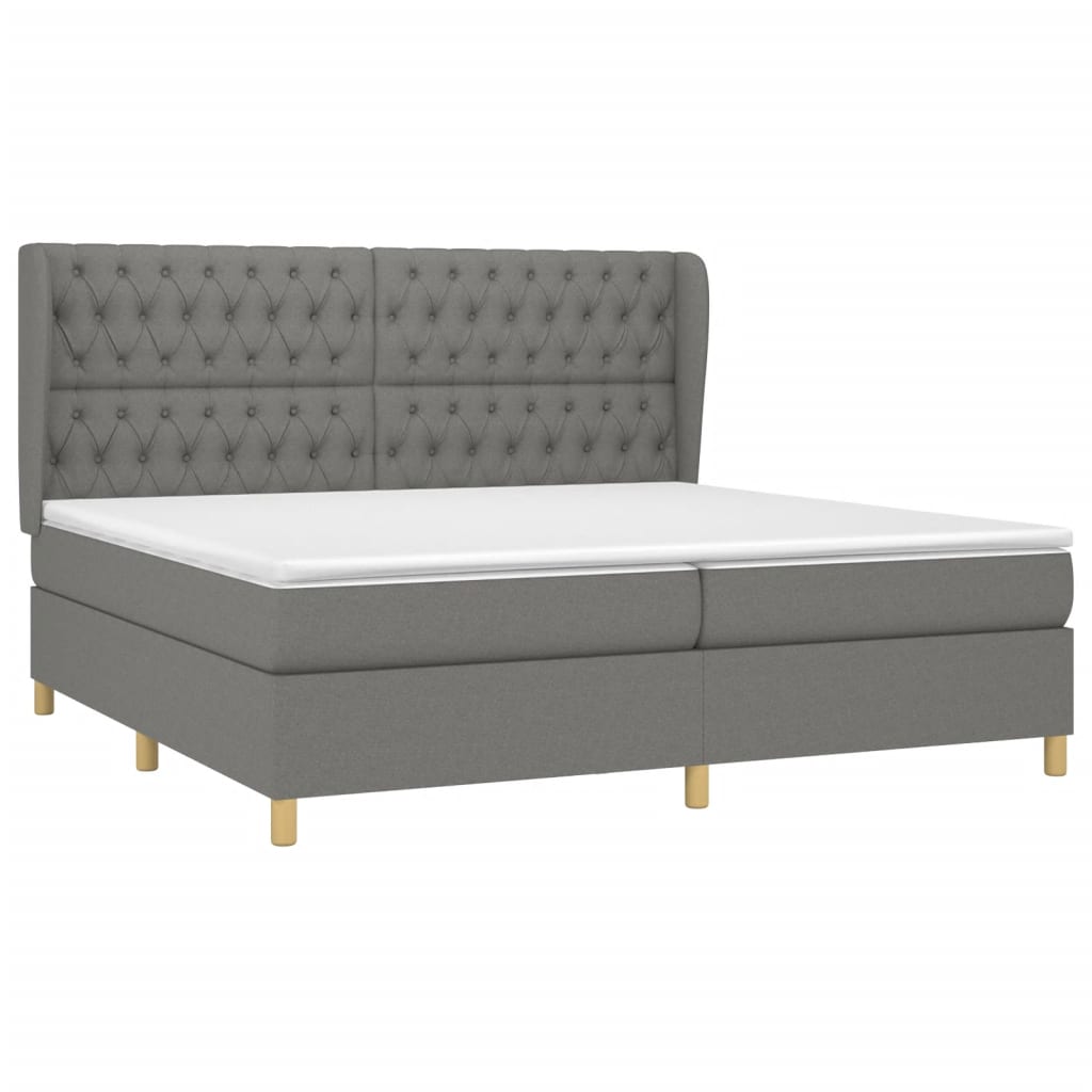 vidaXL Κρεβάτι Boxspring με Στρώμα Σκούρο Γκρι 200x200 εκ. Υφασμάτινο