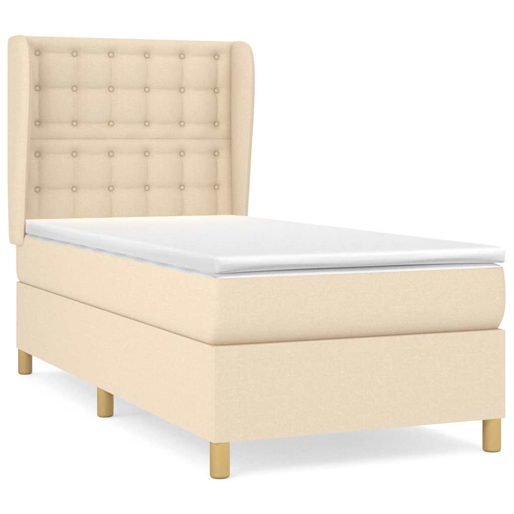 vidaXL Κρεβάτι Boxspring με Στρώμα Κρεμ 80 x 200 εκ. Υφασμάτινο