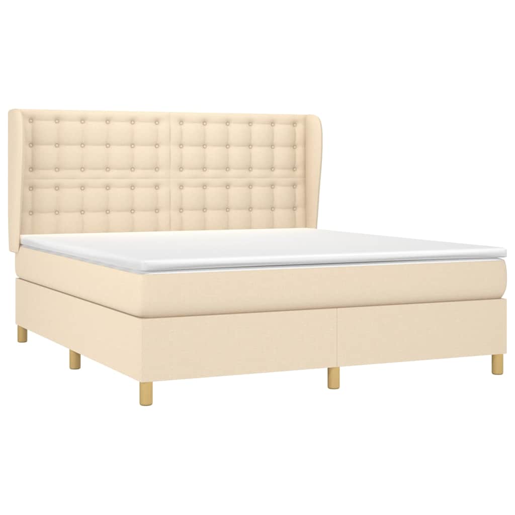 vidaXL Κρεβάτι Boxspring με Στρώμα Κρεμ 160x200 εκ. Υφασμάτινο
