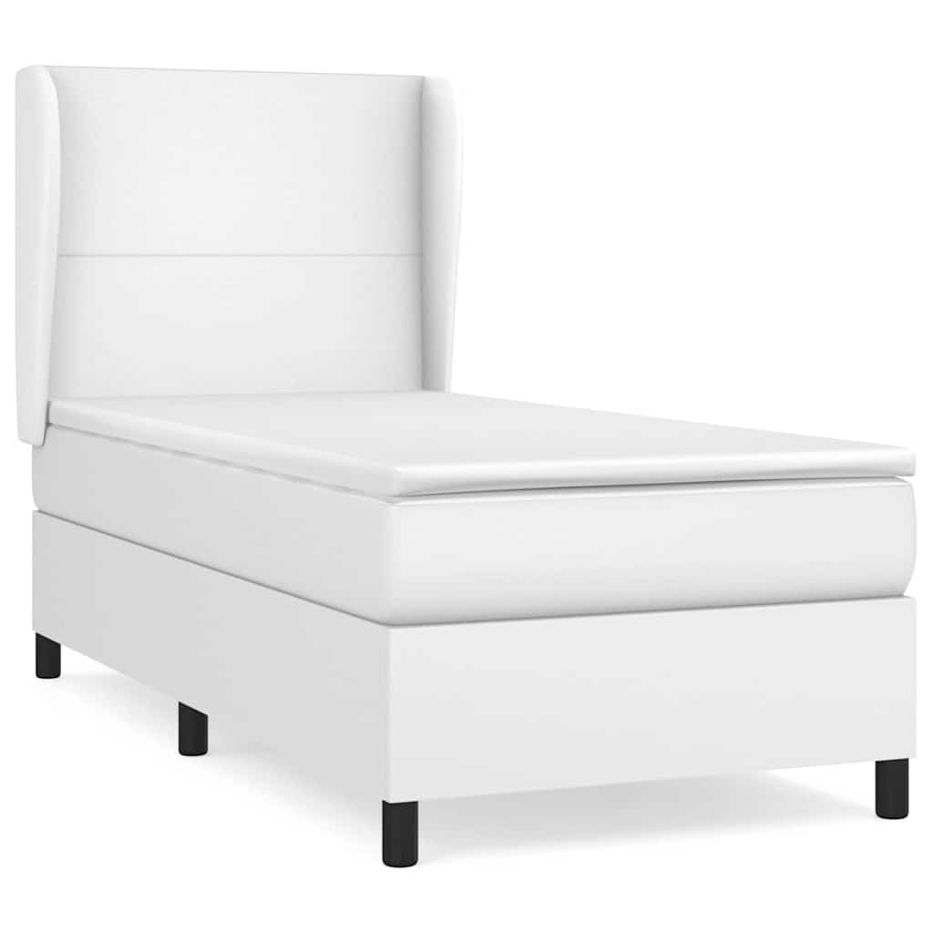 vidaXL Κρεβάτι Boxspring με Στρώμα Λευκό 80 x 200 εκ. Συνθετικό Δέρμα