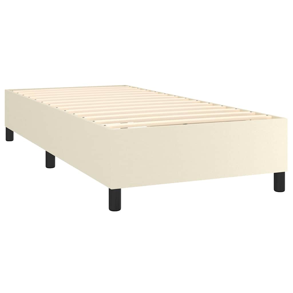 vidaXL Κρεβάτι Boxspring με Στρώμα Κρεμ 80 x 200 εκ. Συνθετικό Δέρμα