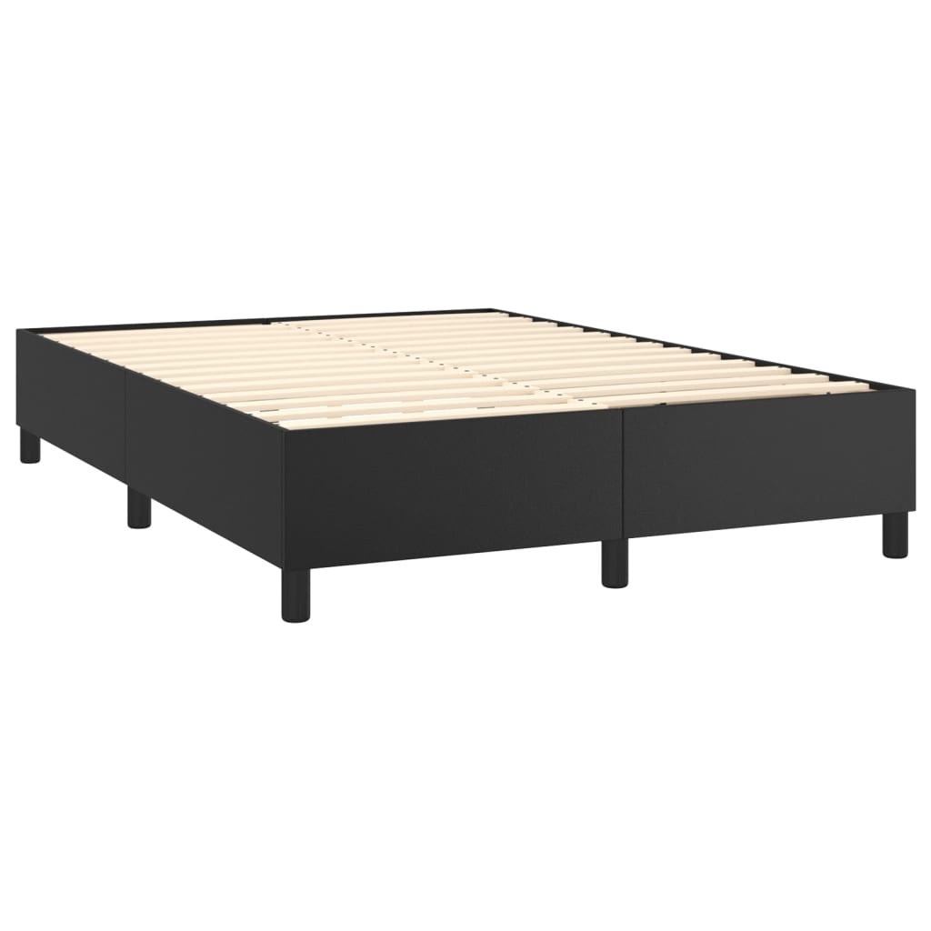 vidaXL Κρεβάτι Boxspring με Στρώμα Μαύρο 140x200εκ.από Συνθετικό Δέρμα