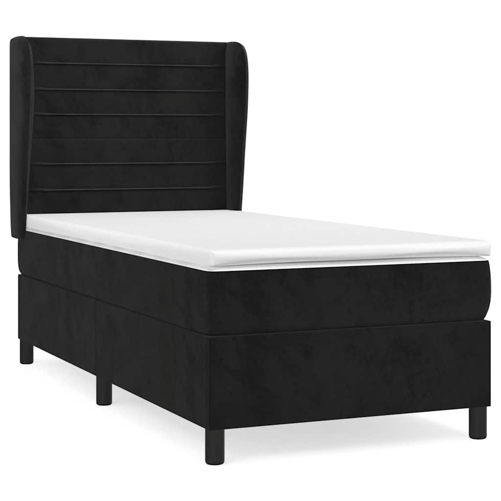 vidaXL Κρεβάτι Boxspring με Στρώμα Μαύρο 100x200 εκ. Βελούδινο