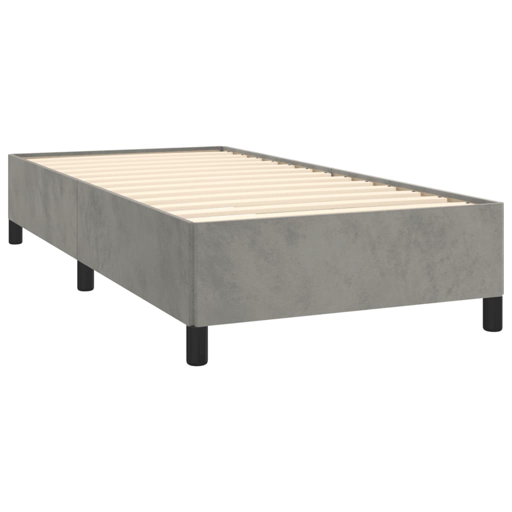 vidaXL Κρεβάτι Boxspring με Στρώμα Ανοιχτό Γκρι 90x200 εκ. Βελούδινο