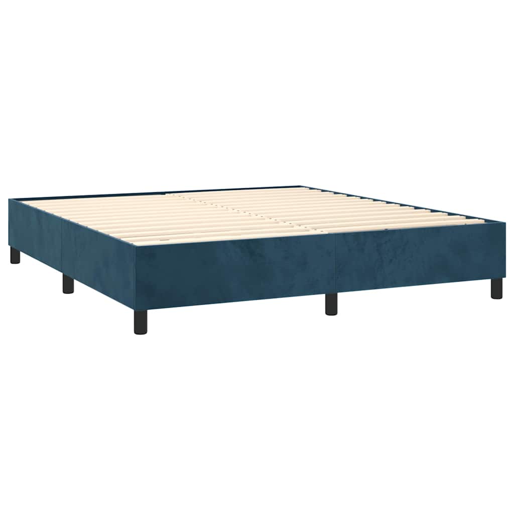 vidaXL Κρεβάτι Boxspring με Στρώμα Σκούρο Μπλε 160x200 εκ. Βελούδινο