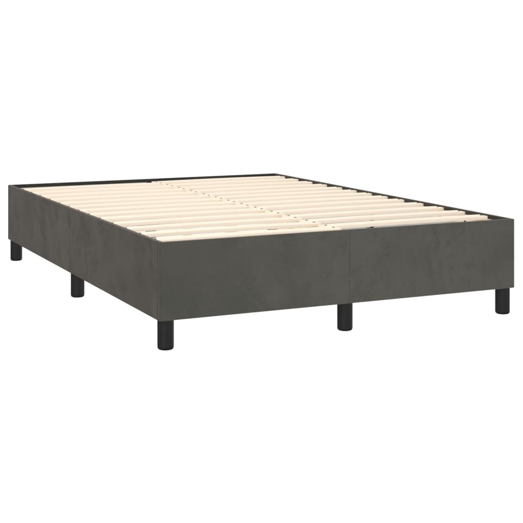 vidaXL Κρεβάτι Boxspring με Στρώμα Σκούρο Γκρι 140x200 εκ. Βελούδινο
