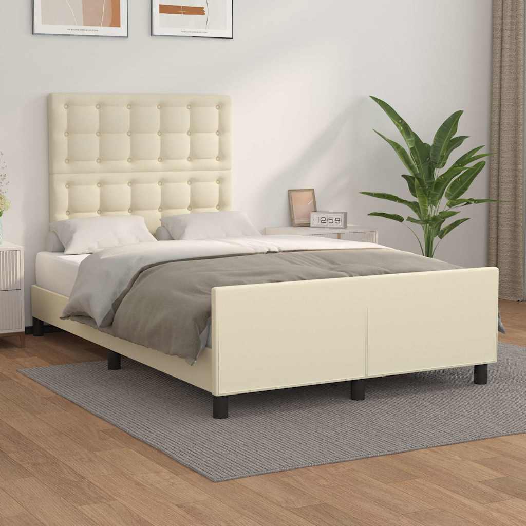 vidaXL Πλαίσιο Κρεβατιού με Κεφαλάρι Κρεμ 120x200 εκ. Συνθετικό Δέρμα