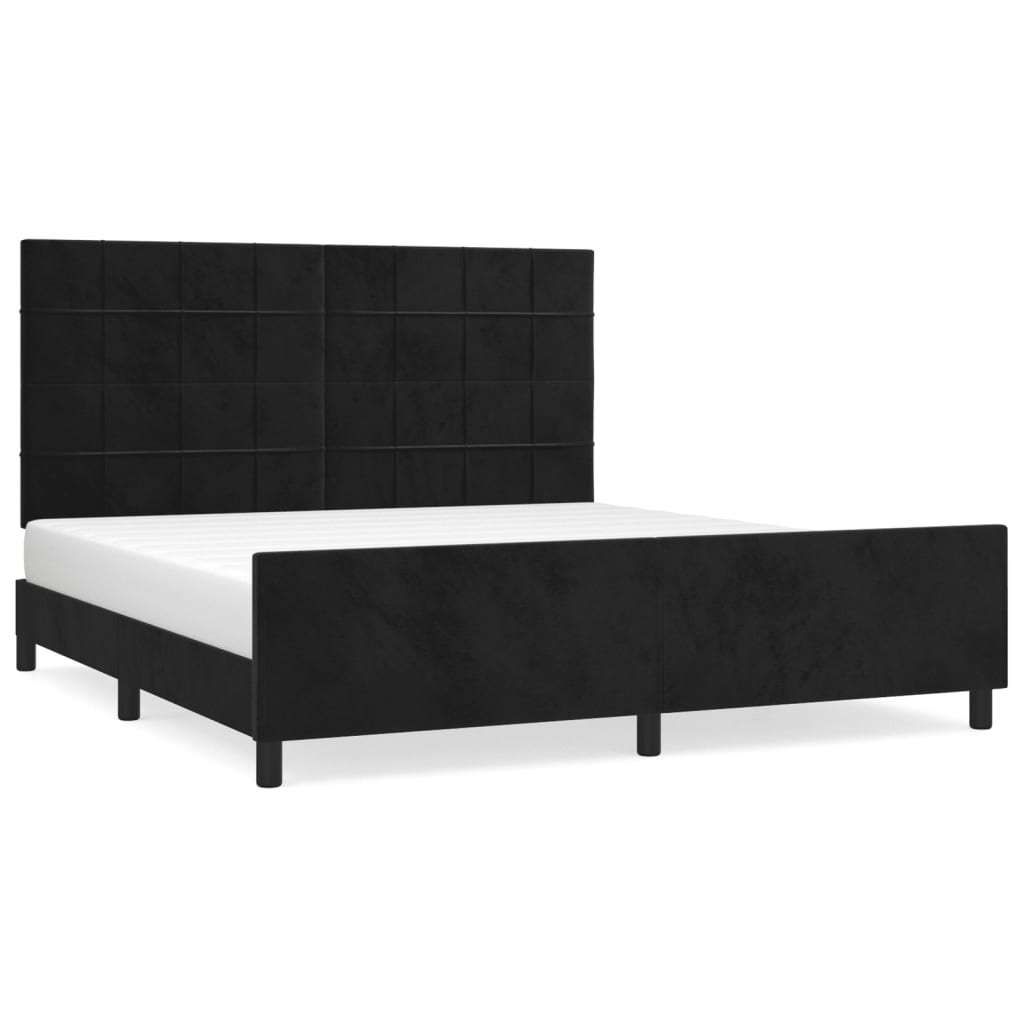 vidaXL Πλαίσιο Κρεβατιού με Κεφαλάρι Μαύρο 180x200 εκ. Βελούδινο