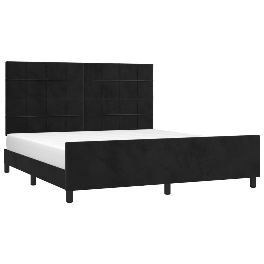 vidaXL Πλαίσιο Κρεβατιού με Κεφαλάρι Μαύρο 180x200 εκ. Βελούδινο