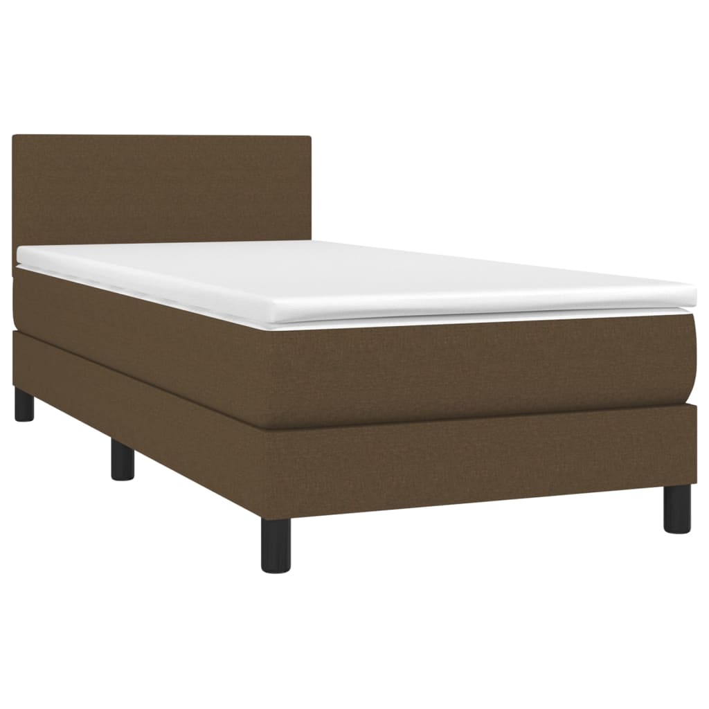 vidaXL Κρεβάτι Boxspring με Στρώμα Σκούρο Καφέ 100x200 εκ. Υφασμάτινο