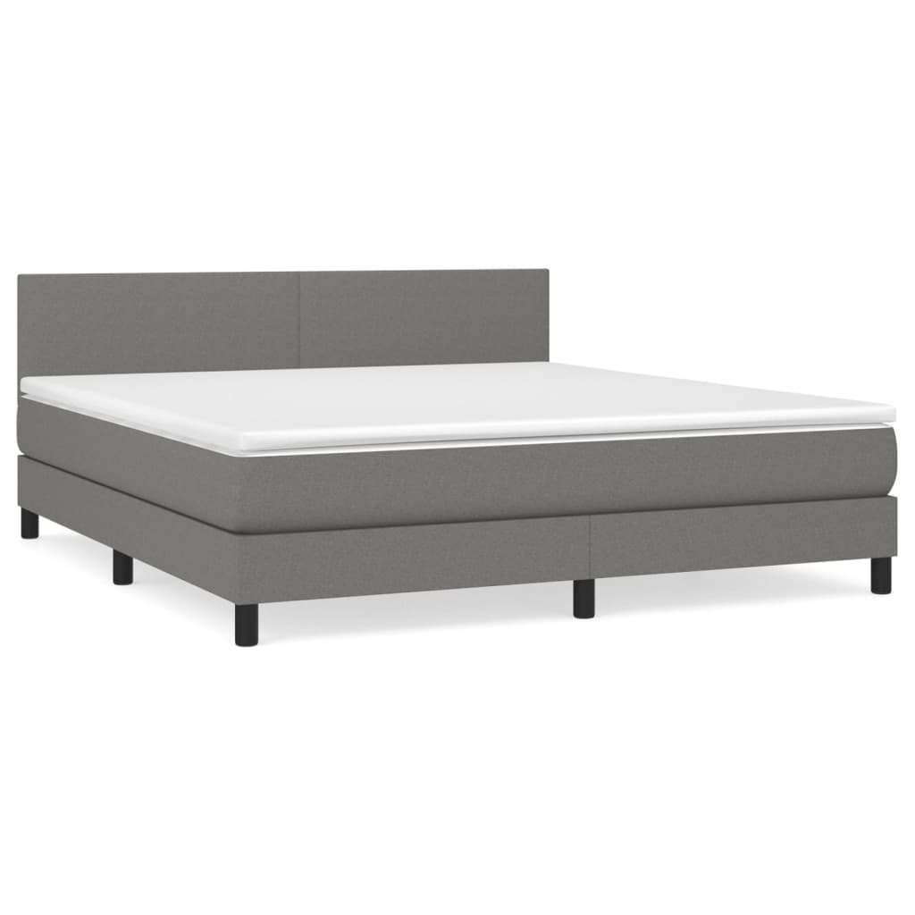 vidaXL Κρεβάτι Boxspring με Στρώμα Σκούρο Γκρι 160x200 εκ Υφασμάτινο