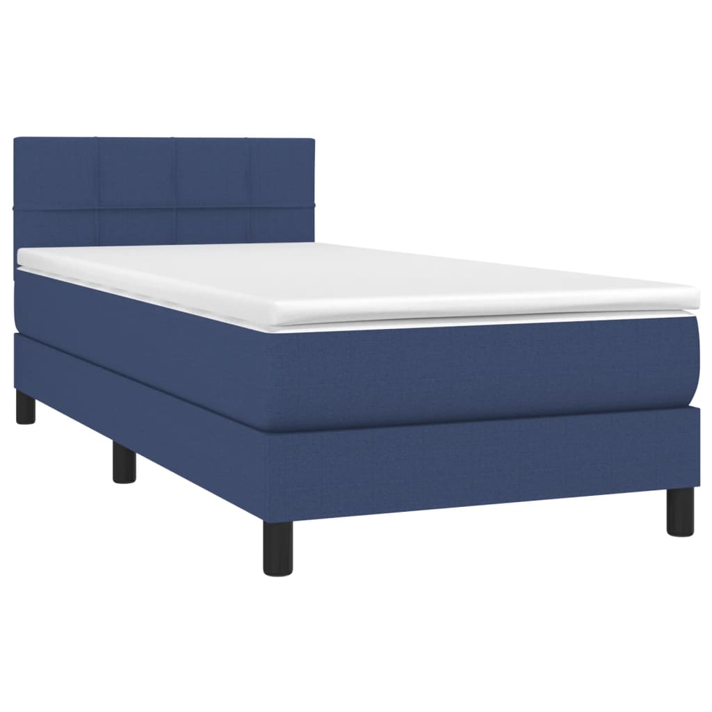 vidaXL Κρεβάτι Boxspring με Στρώμα Μπλε 100 x 200 εκ. Υφασμάτινο