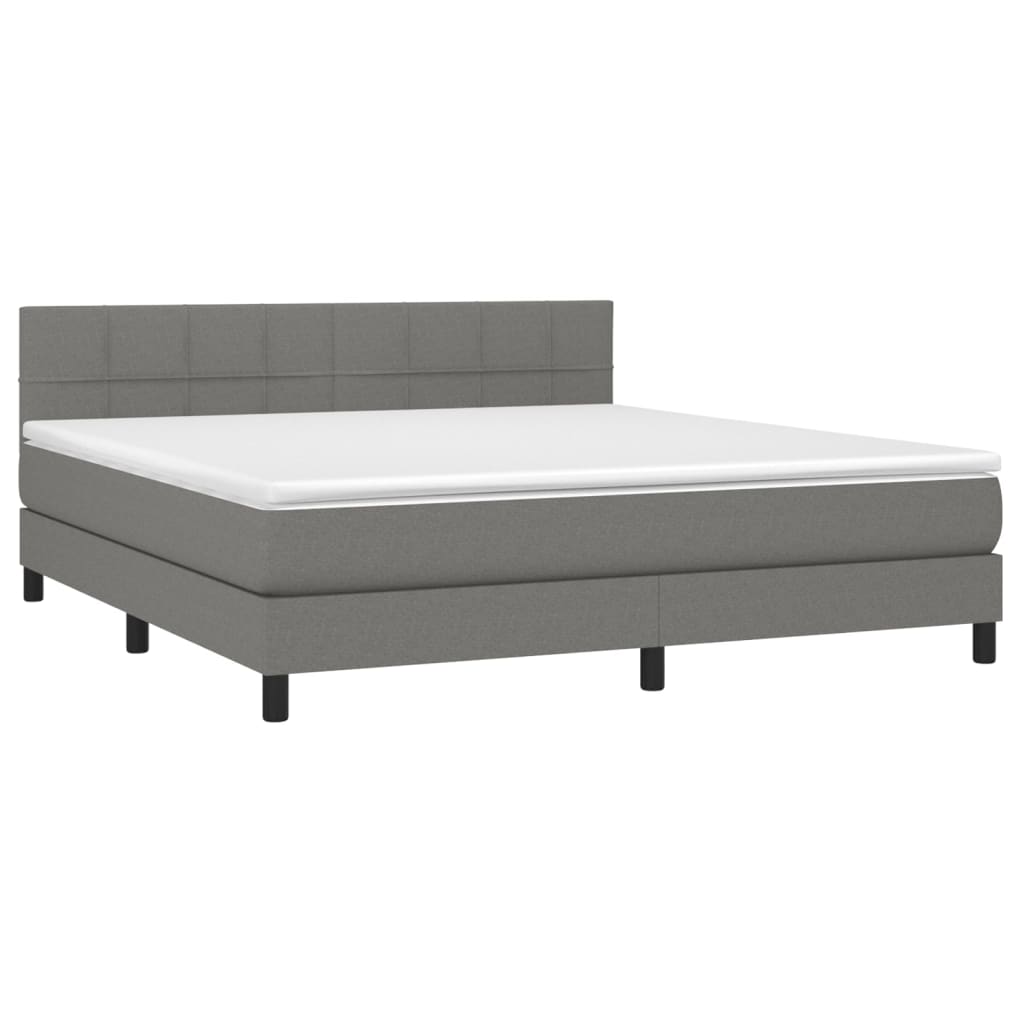 vidaXL Κρεβάτι Boxspring με Στρώμα Σκούρο Γκρι 160x200 εκ Υφασμάτινο
