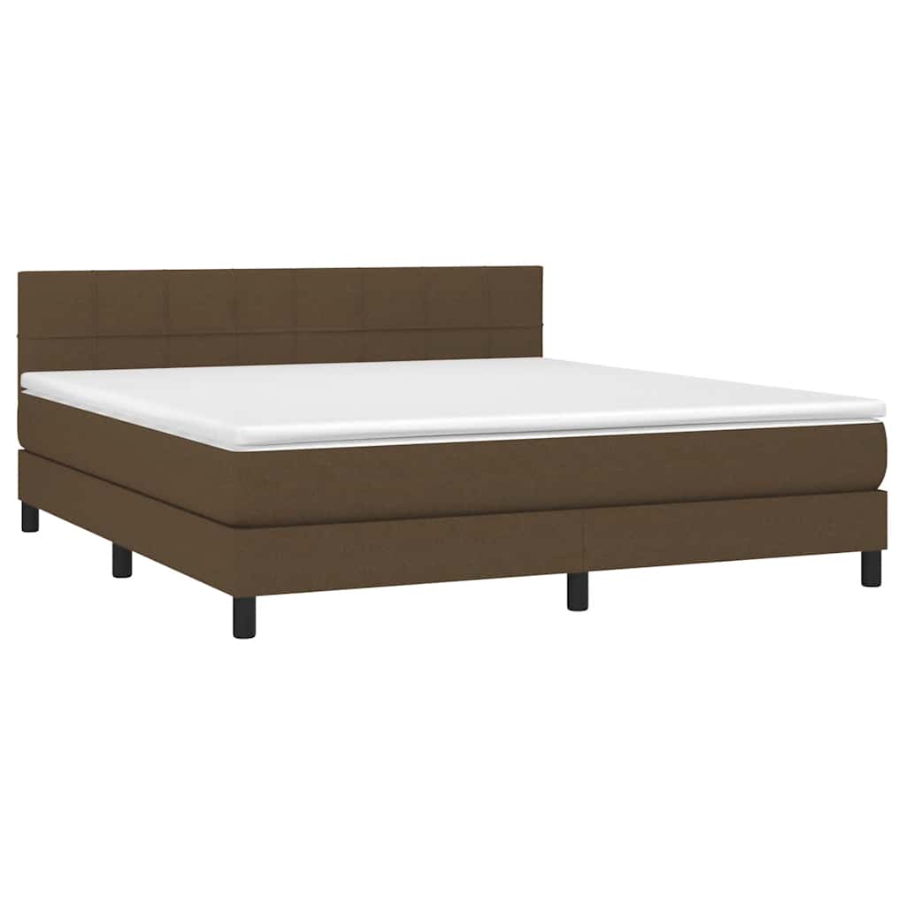 vidaXL Κρεβάτι Boxspring με Στρώμα Σκούρο Καφέ 160x200 εκ Υφασμάτινο