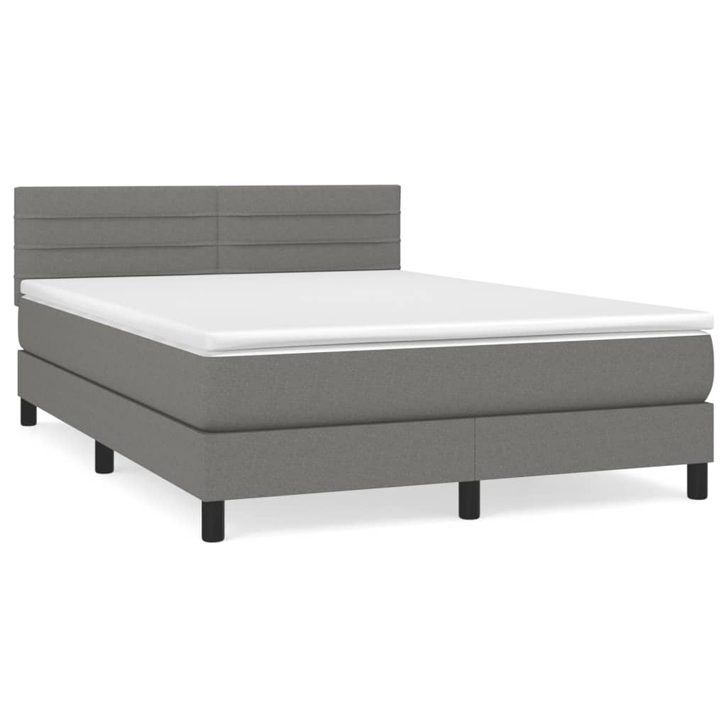 vidaXL Κρεβάτι Boxspring με Στρώμα Σκούρο Γκρι 140x190 εκ. Υφασμάτινο