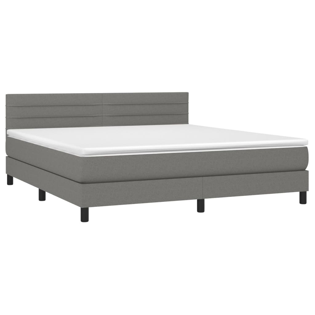 vidaXL Κρεβάτι Boxspring με Στρώμα Σκούρο Γκρι 160x200 εκ Υφασμάτινο