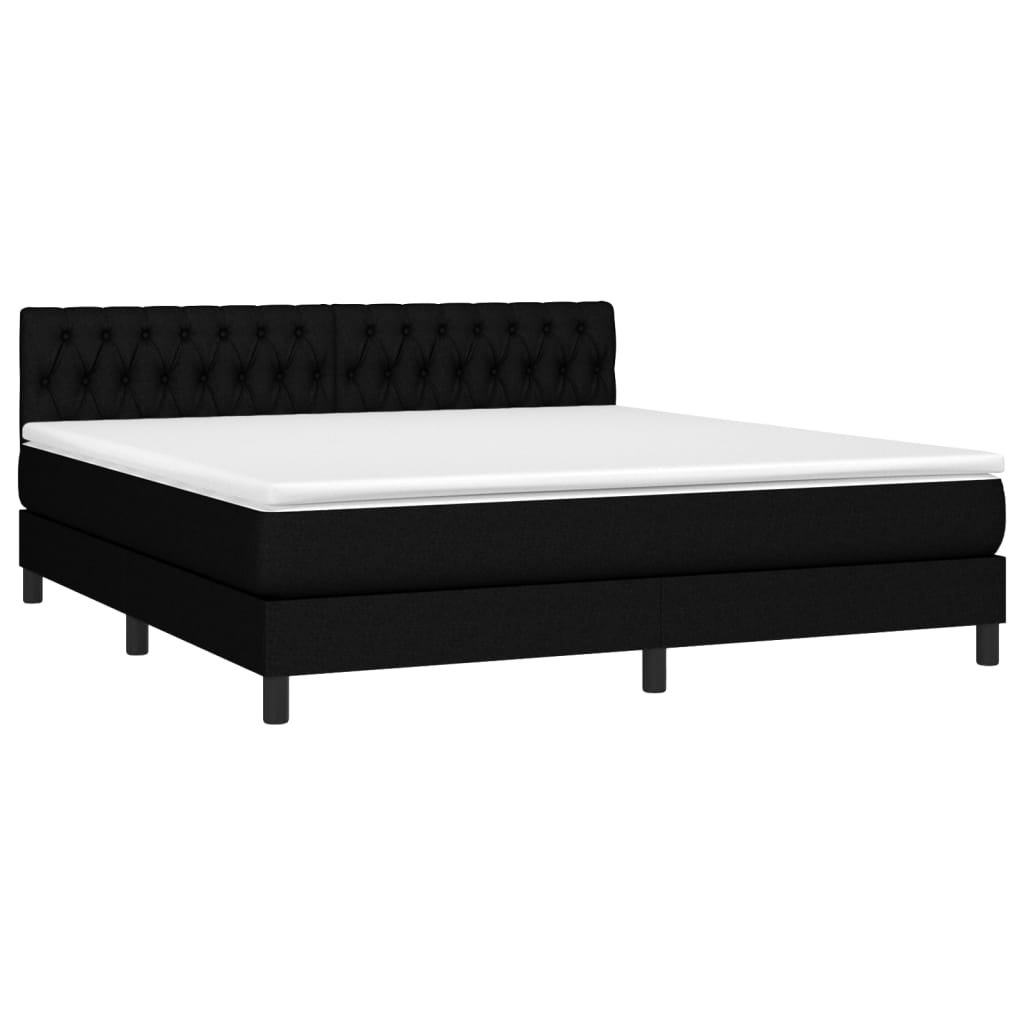 vidaXL Κρεβάτι Boxspring με Στρώμα Μαύρο 180x200 εκ. Υφασμάτινο