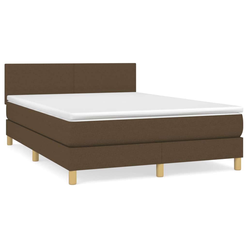 vidaXL Κρεβάτι Boxspring με Στρώμα Σκούρο Καφέ 140x200 εκ Υφασμάτινο