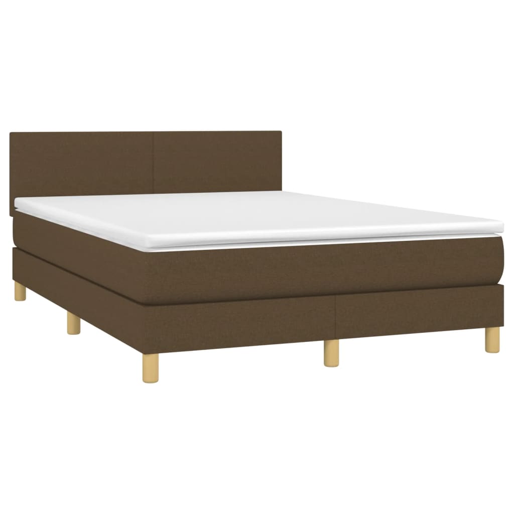 vidaXL Κρεβάτι Boxspring με Στρώμα Σκούρο Καφέ 140x200 εκ Υφασμάτινο
