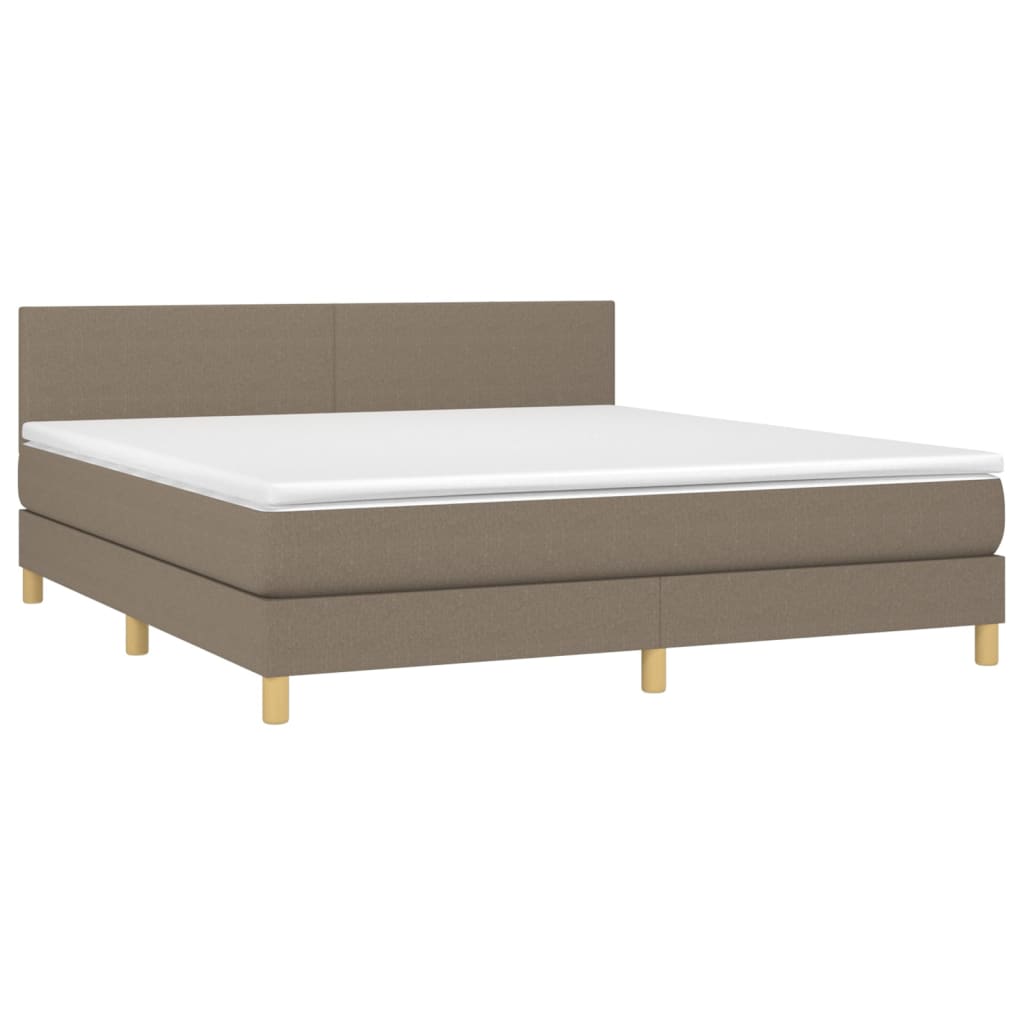 vidaXL Κρεβάτι Boxspring με Στρώμα Taupe 180x200 εκ. Υφασμάτινο