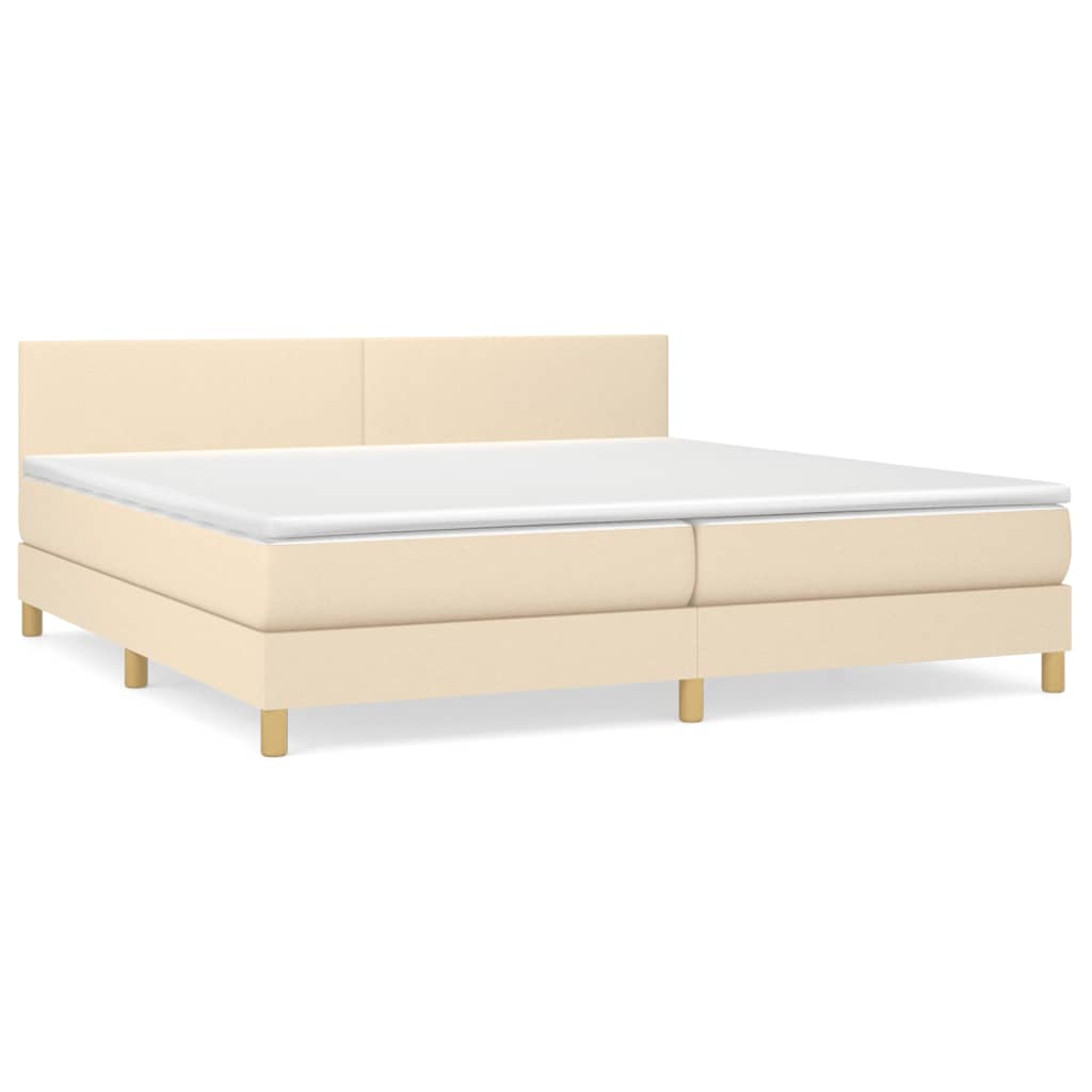 vidaXL Κρεβάτι Boxspring με Στρώμα Κρεμ 200x200 εκ. Υφασμάτινο