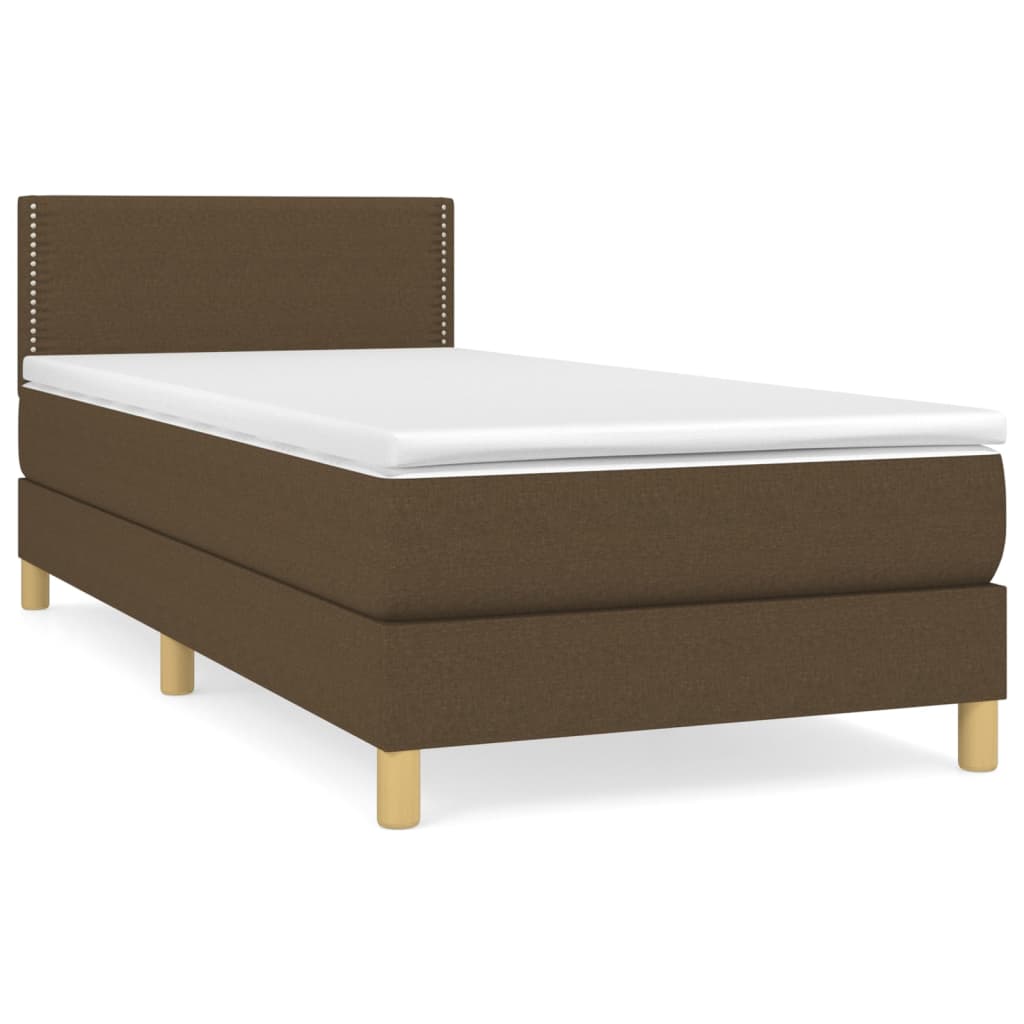 vidaXL Κρεβάτι Boxspring με Στρώμα Σκούρο Καφέ 100x200 εκ. Υφασμάτινο