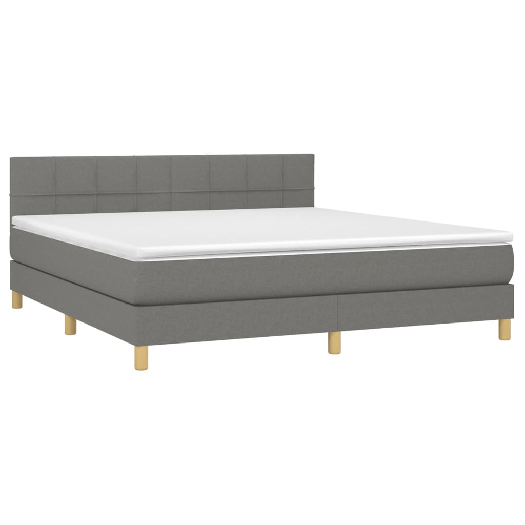 vidaXL Κρεβάτι Boxspring με Στρώμα Σκούρο Γκρι 160x200 εκ Υφασμάτινο