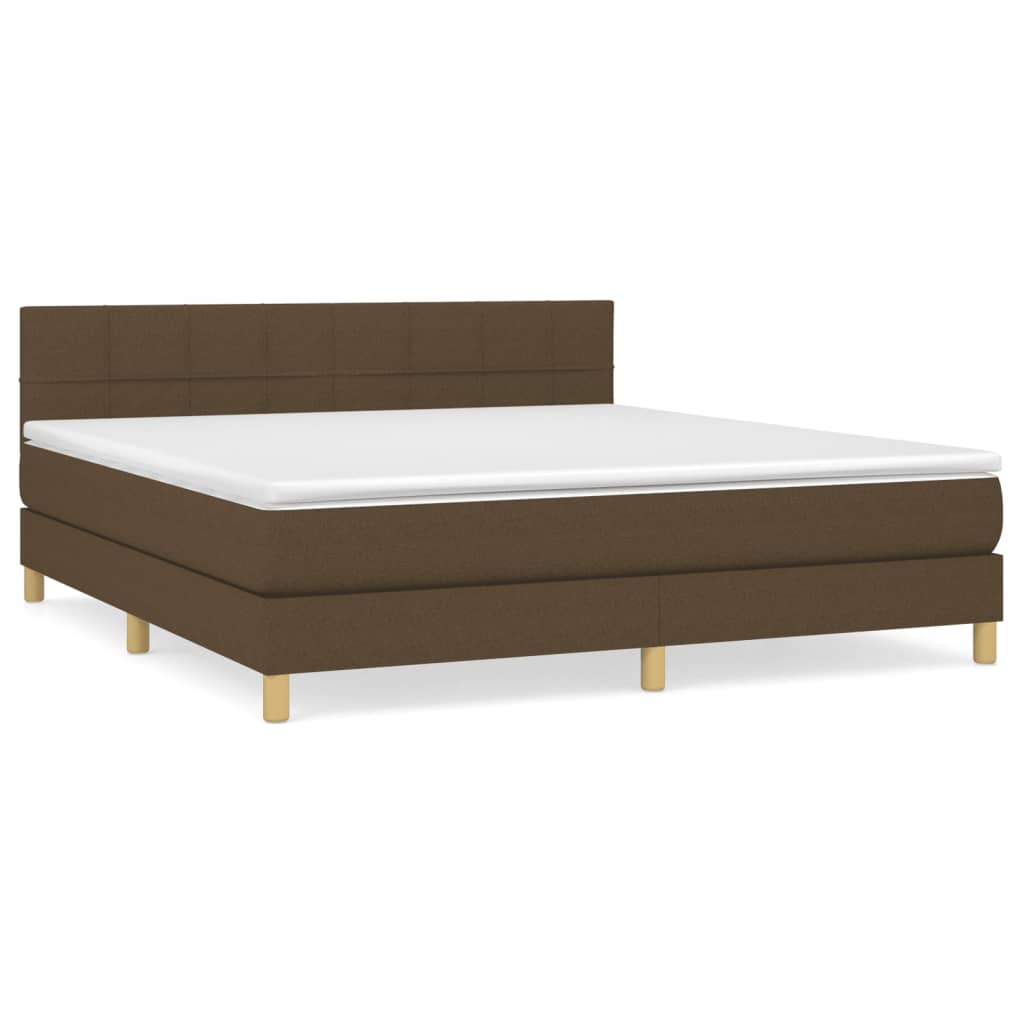 vidaXL Κρεβάτι Boxspring με Στρώμα Σκούρο Καφέ 160x200 εκ Υφασμάτινο