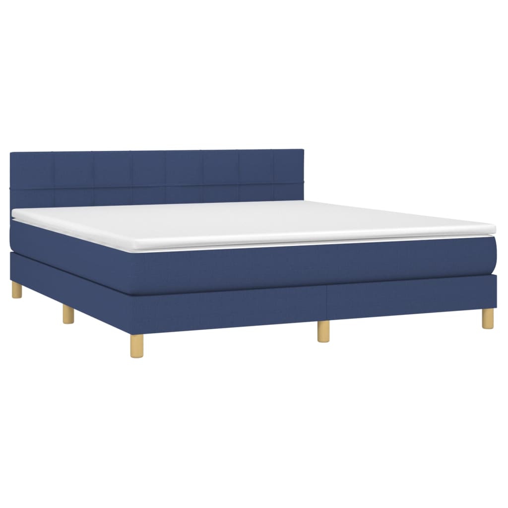 vidaXL Κρεβάτι Boxspring με Στρώμα Μπλε 160x200 εκ. Υφασμάτινο
