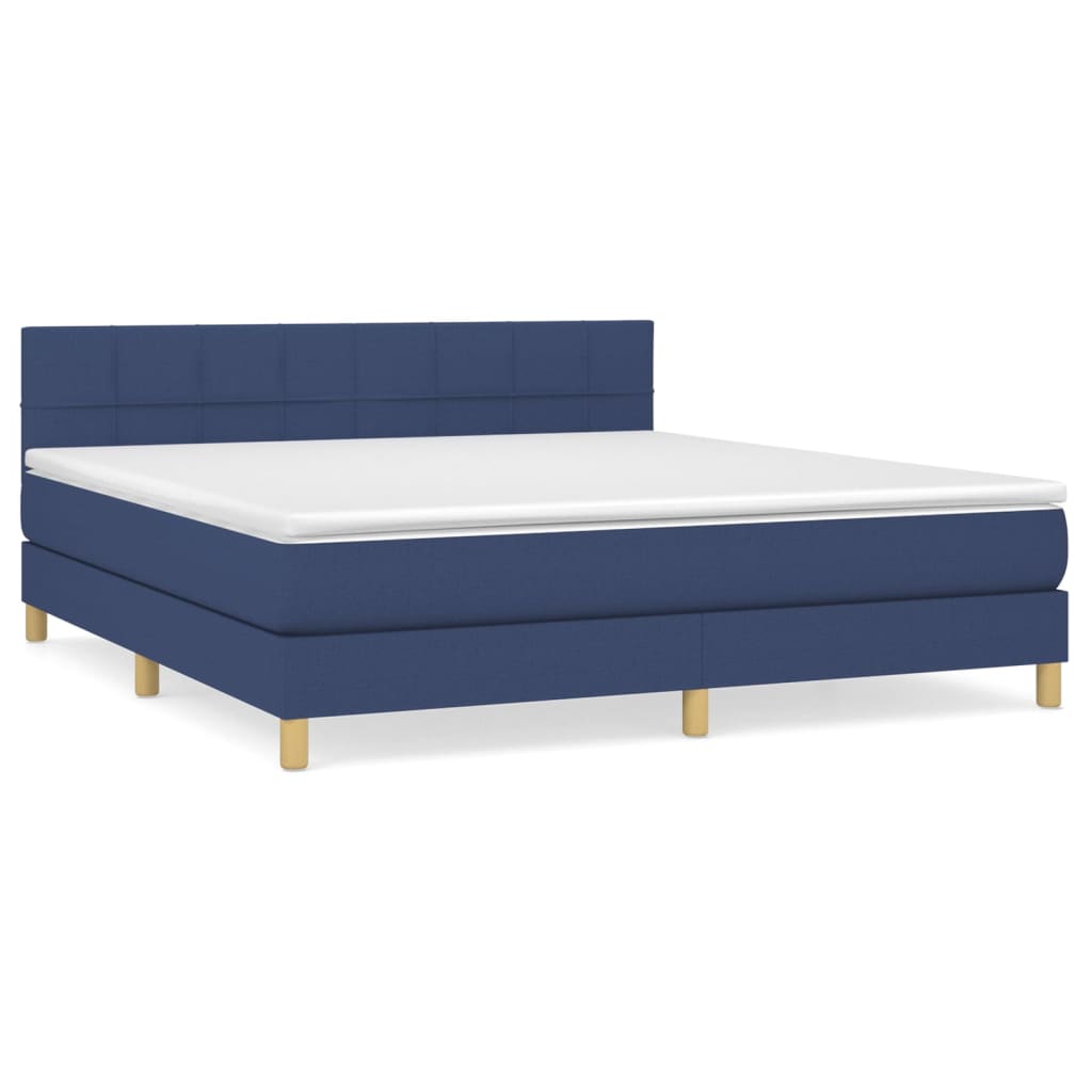 vidaXL Κρεβάτι Boxspring με Στρώμα Μπλε 180x200 εκ. Υφασμάτινο