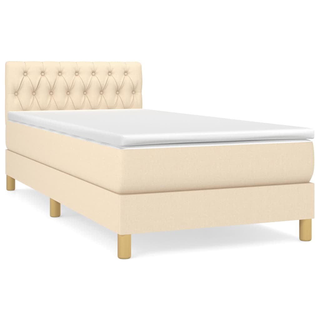 vidaXL Κρεβάτι Boxspring με Στρώμα Κρεμ 80 x 200 εκ. Υφασμάτινο