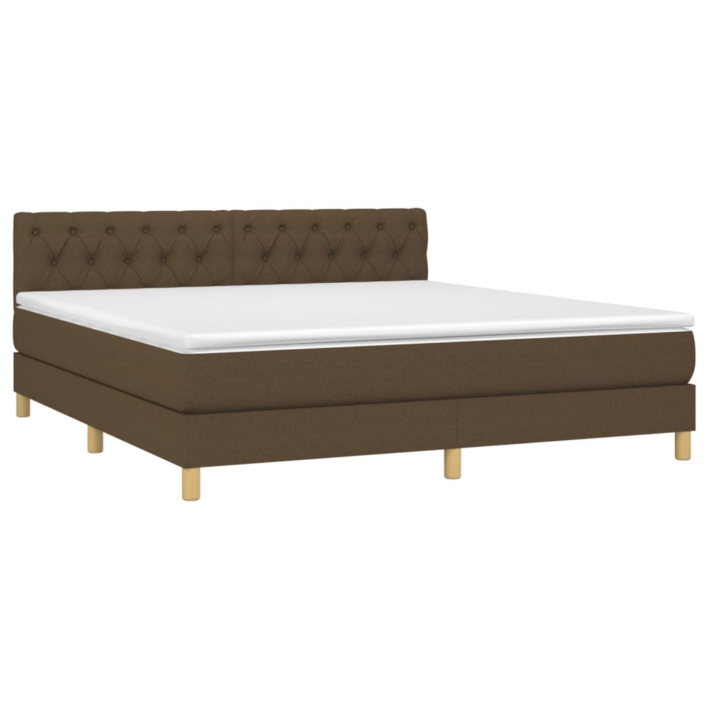 vidaXL Κρεβάτι Boxspring με Στρώμα Σκούρο Καφέ 160x200 εκ Υφασμάτινο