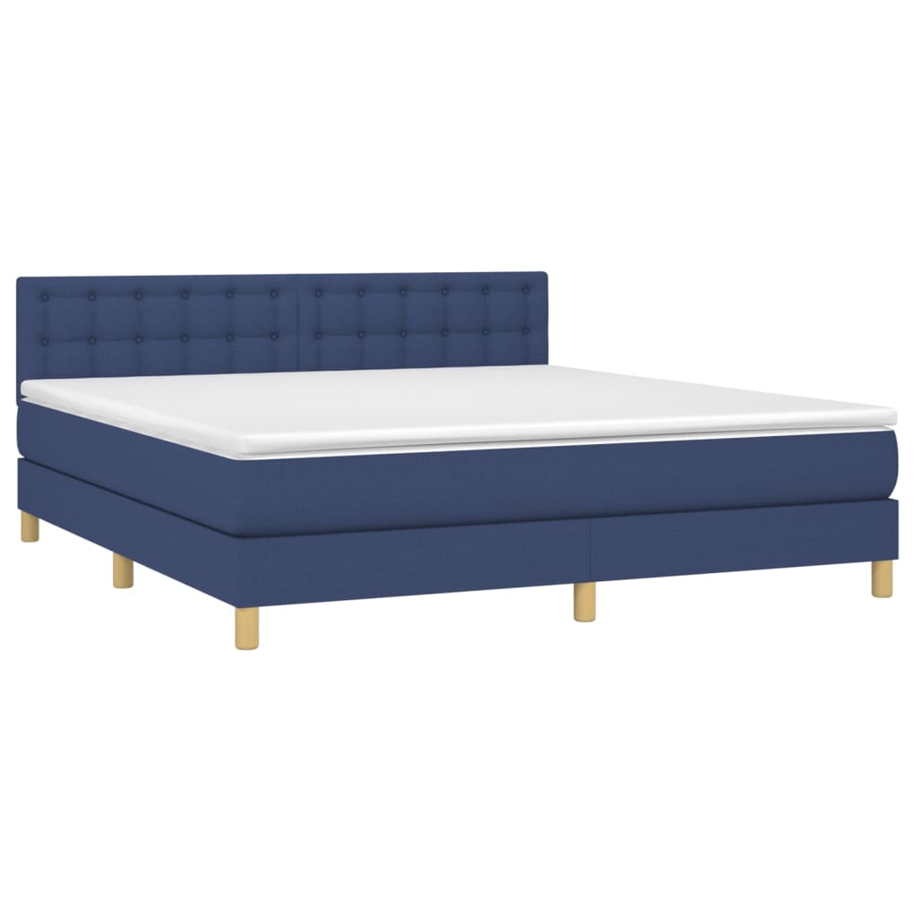 vidaXL Κρεβάτι Boxspring με Στρώμα Μπλε 160x200 εκ. Υφασμάτινο