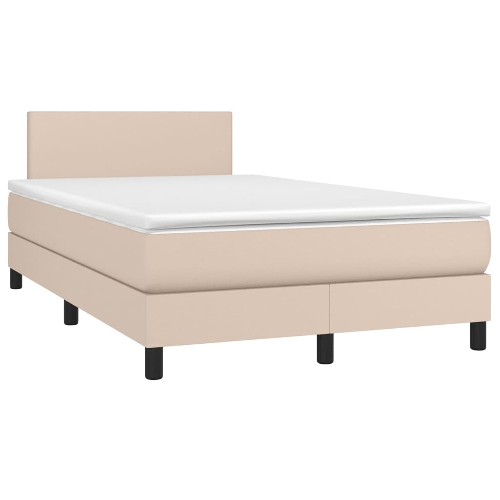 vidaXL Κρεβάτι Boxspring με Στρώμα Καπουτσίνο 120x200εκ.από Συνθ.Δέρμα