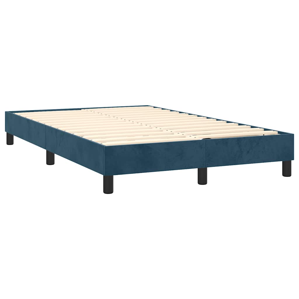 vidaXL Κρεβάτι Boxspring με Στρώμα Σκούρο Μπλε 120x200 εκ. Βελούδινο