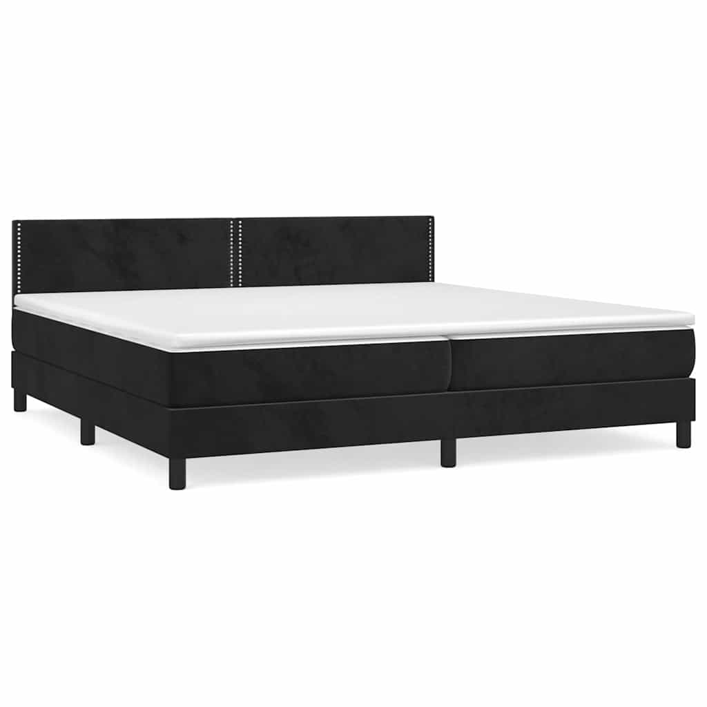 vidaXL Κρεβάτι Boxspring με Στρώμα Μαύρο 200x200 εκ. Βελούδινο