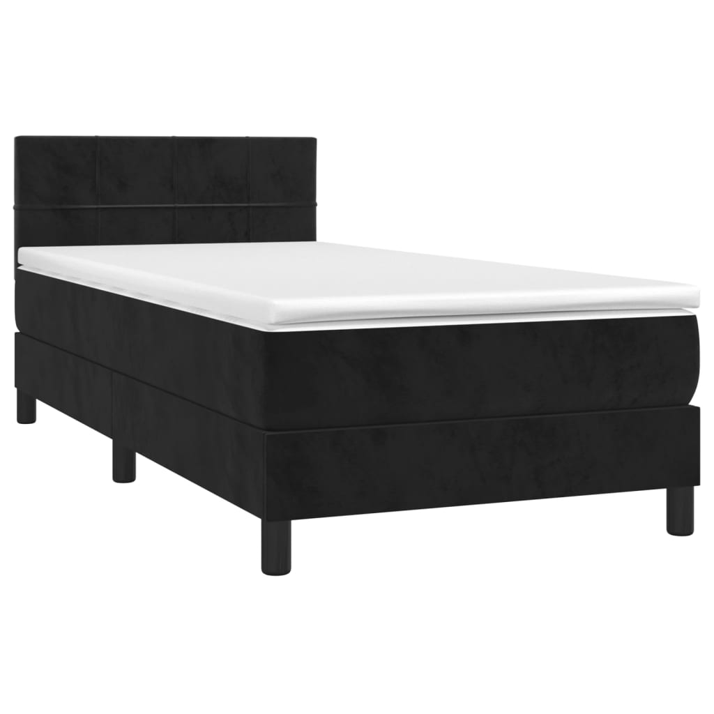 vidaXL Κρεβάτι Boxspring με Στρώμα Μαύρο 80 x 200 εκ. Βελούδινο