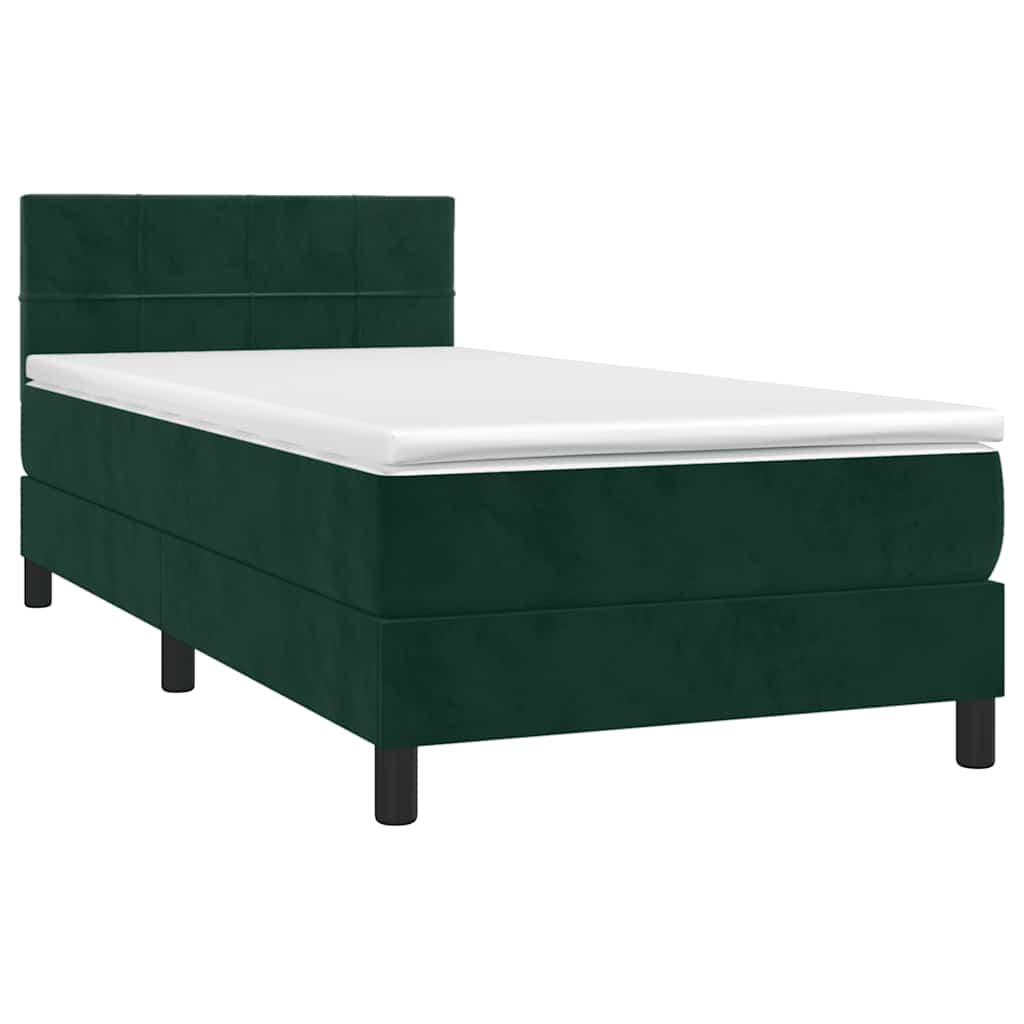 vidaXL Κρεβάτι Boxspring με Στρώμα Σκούρο Πράσινο 80x200 εκ. Βελούδινο