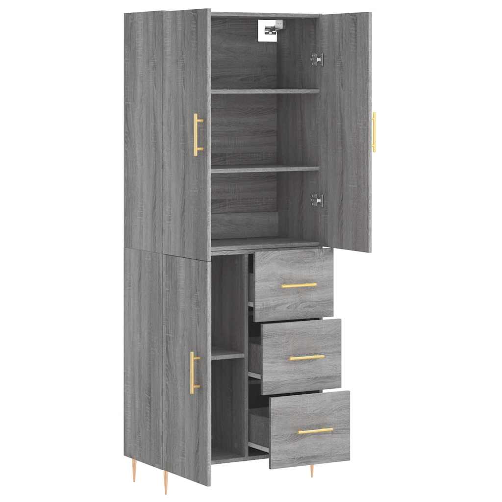 vidaXL Ντουλάπι Γκρι Sonoma 69,5 x 34 x 180 εκ. Επεξεργασμένο Ξύλο