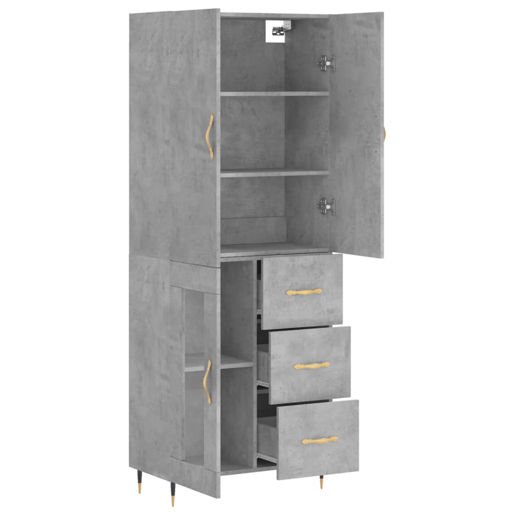 vidaXL Ντουλάπι Γκρι Σκυροδέματος 69,5x34x180 εκ. Επεξεργασμένο Ξύλο