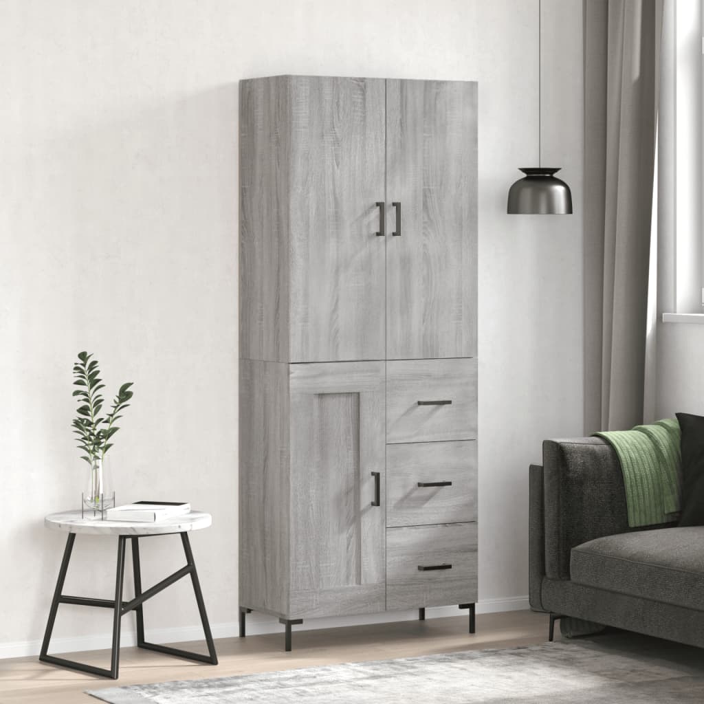 vidaXL Ντουλάπι Γκρι Sonoma 69,5 x 34 x 180 εκ. Επεξεργασμένο Ξύλο