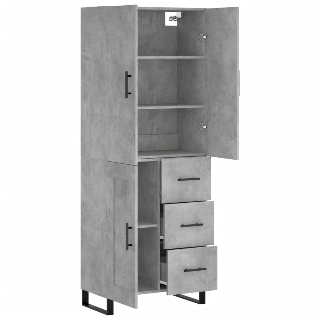 vidaXL Ντουλάπι Γκρι Σκυροδέματος 69,5x34x180 εκ. Επεξεργασμένο Ξύλο