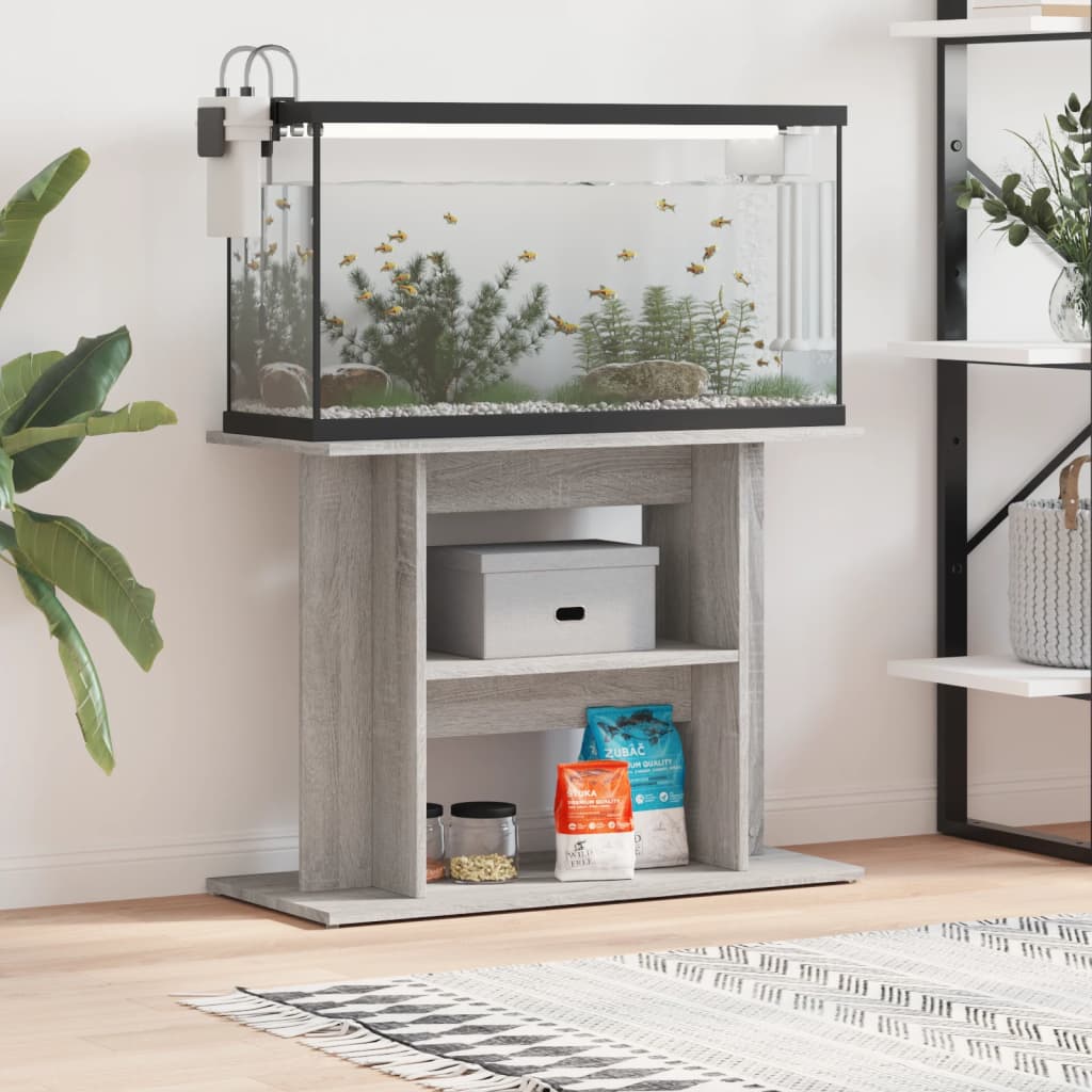 vidaXL Βάση Ενυδρείου Γκρι Sonoma 80x35x60 εκ. από Επεξεργασμένο Ξύλο