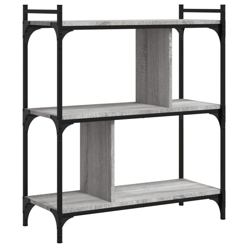 vidaXL Βιβλιοθήκη 3 Επιπέδων Γκρι Sonoma 76 x 32 x 88 εκ. Επεξ. Ξύλο