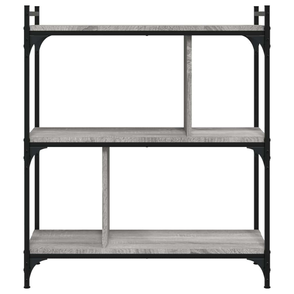 vidaXL Βιβλιοθήκη 3 Επιπέδων Γκρι Sonoma 76 x 32 x 88 εκ. Επεξ. Ξύλο