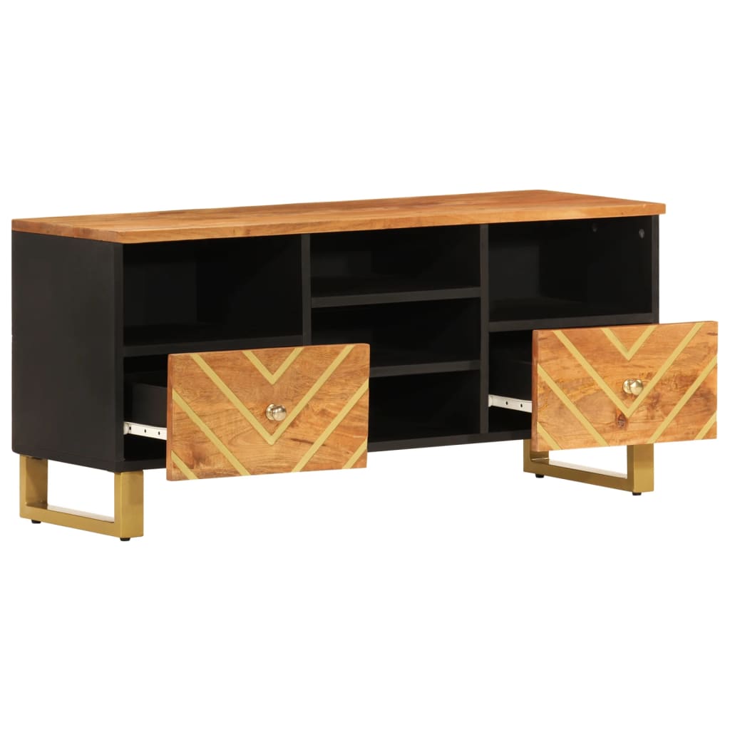 vidaXL Έπιπλο Τηλεόρασης Καφέ/Μαύρο 100x33,5x46 εκ. Μασίφ Ξύλο Μάνγκο