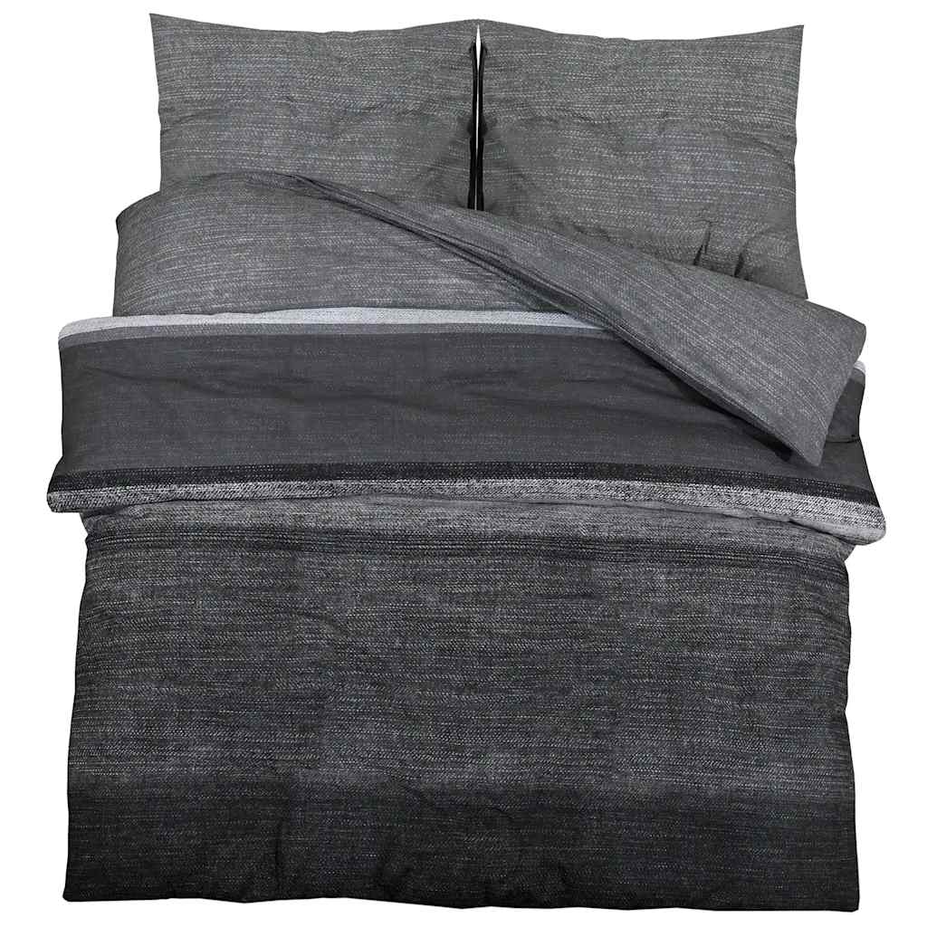 vidaXL Σετ Παπλωματοθήκης Σκούρο Γκρι 140x200 εκ. Βαμβακερό