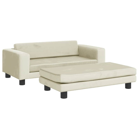 vidaXL Καναπές Παιδικός με Υποπόδιο Κρεμ 100x50x30 εκ. Βελούδινος