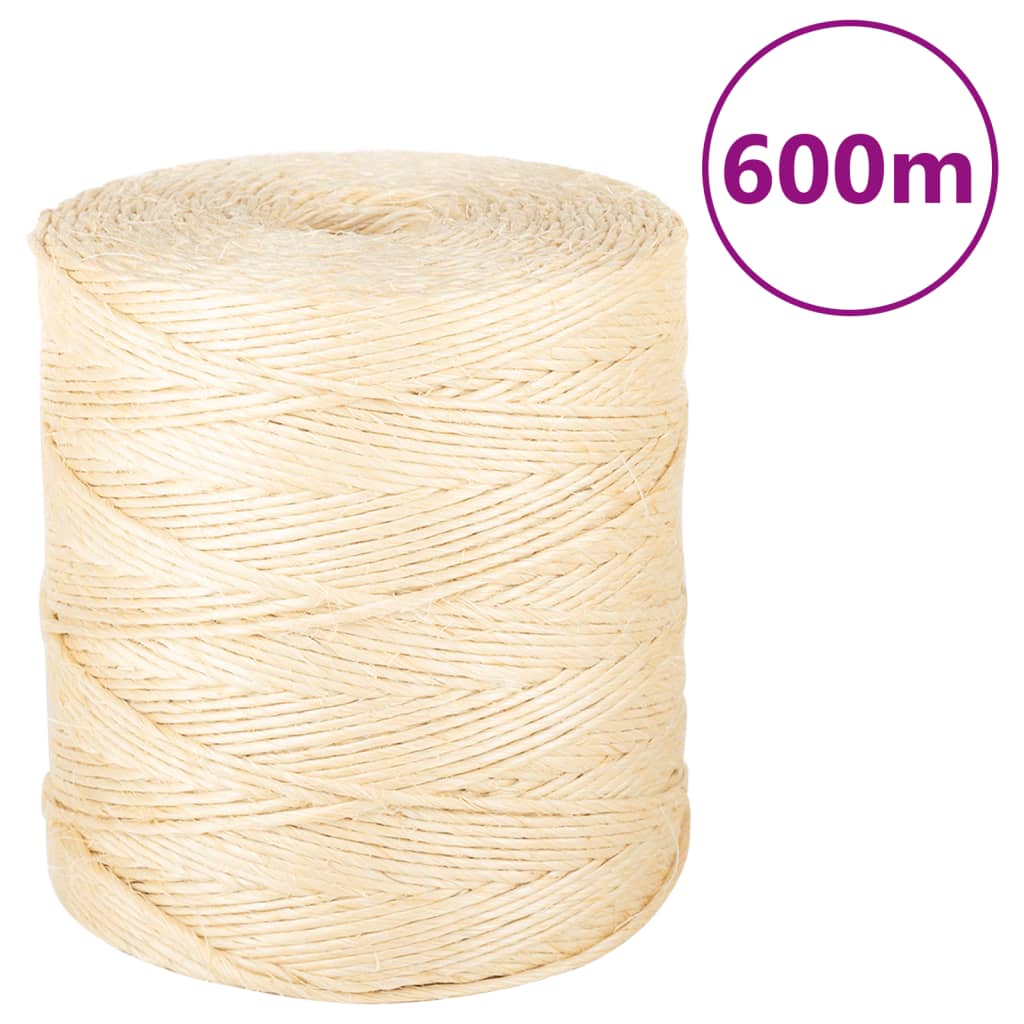 vidaXL Σχοινί 2 χιλ. 600 μ. από 100% Σιζάλ