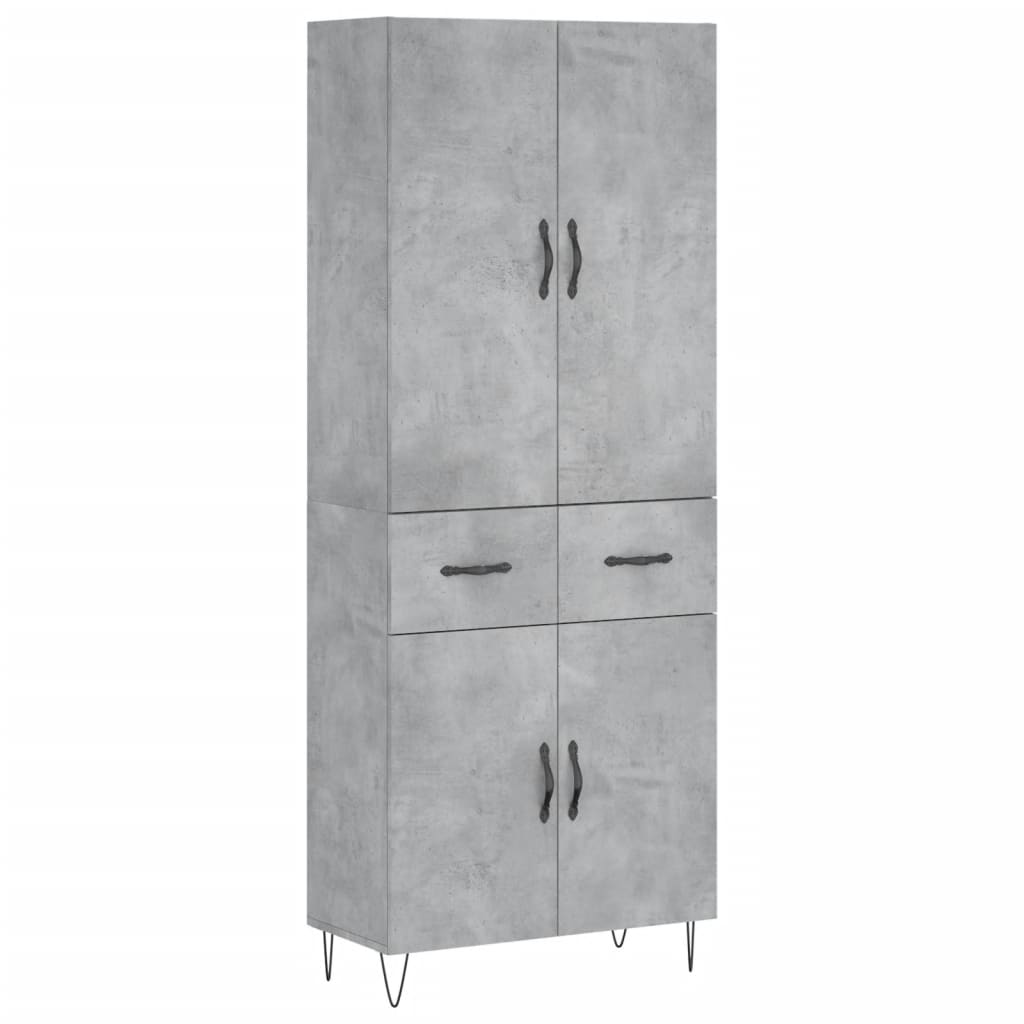 vidaXL Ντουλάπι Γκρι Σκυροδέματος 69,5x34x180 εκ. Επεξεργασμένο Ξύλο